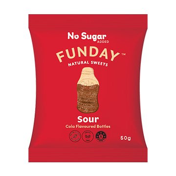 Sour Cola Gummy Bottles Natural Sweets 50g Funday