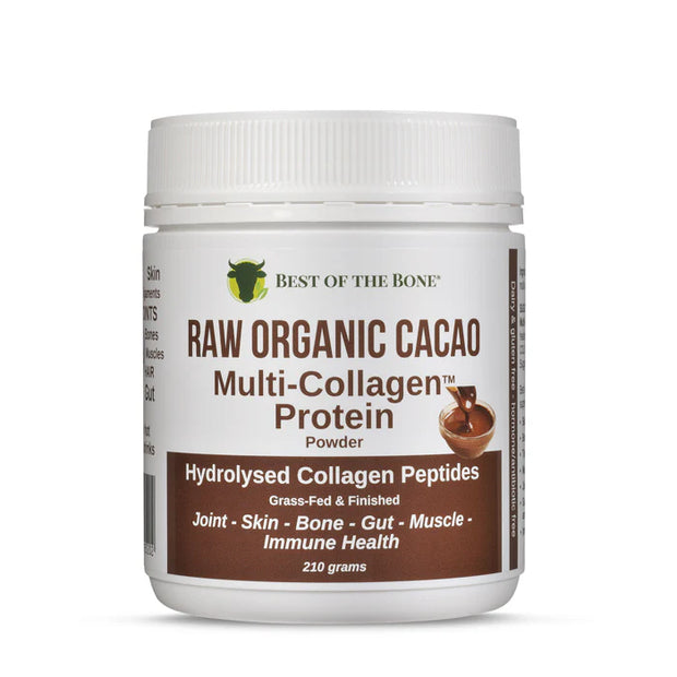 Collagen Multi Protein Powder Raw Organic Cacao 210g Best of the Bone