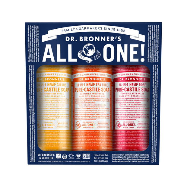 Castile Soap Liquid Carnival/Floral Pack 237ml x 3 Dr Bronners