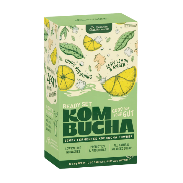 Kombucha Ready Set Zesty Lemon & Ginger 10 Sachets Evolution Botanicals