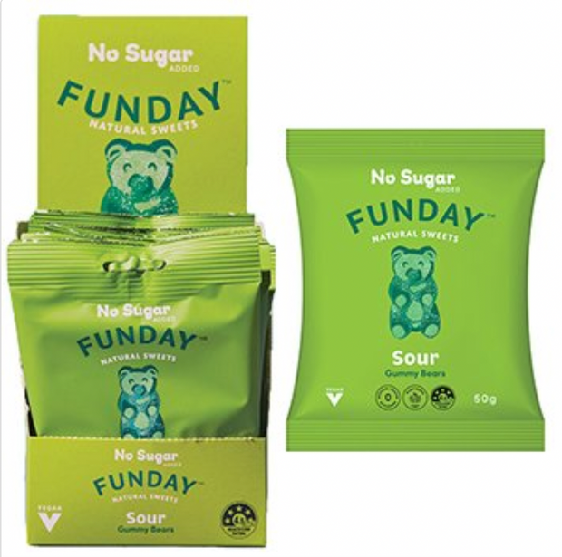 Funday Natural Sweets Sour Vegan Gummy Bears 50g x 12