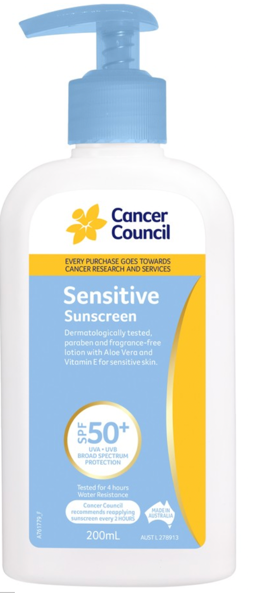 Cancer Council Sensitive Sunscreen SPF50+ Pump - 200mL