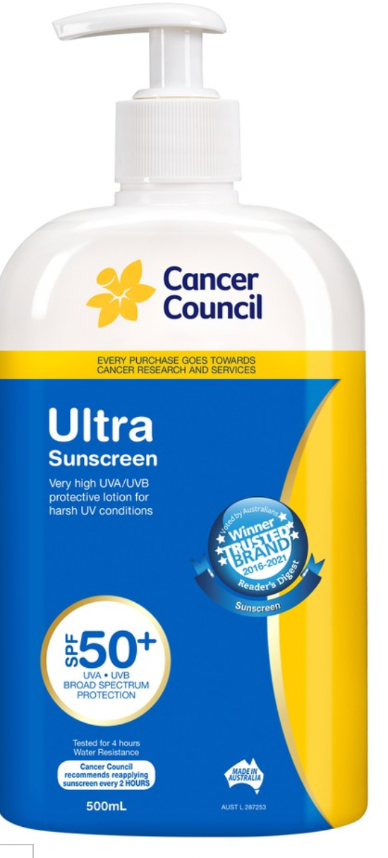 Cancer Council Ultra Sunscreen SPF50+ 500mL