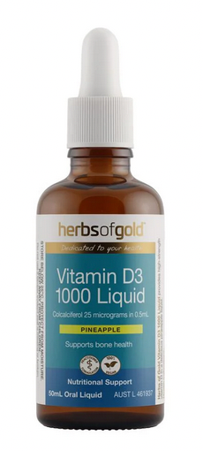 HERBS OF GOLD VITAMIN D3 1000 PINEAPPLE 50ML