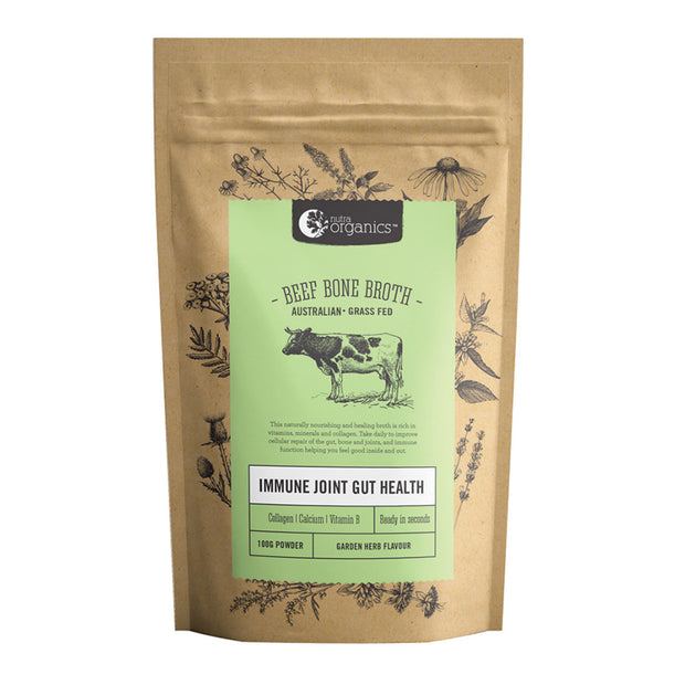 Beef Bone Broth Herb & Garlic Powder 100g Nutra Organics - Broome Natural Wellness