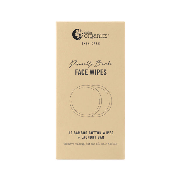 Facial Wipes Reusable Bamboo 10 Pack Nutra Organics